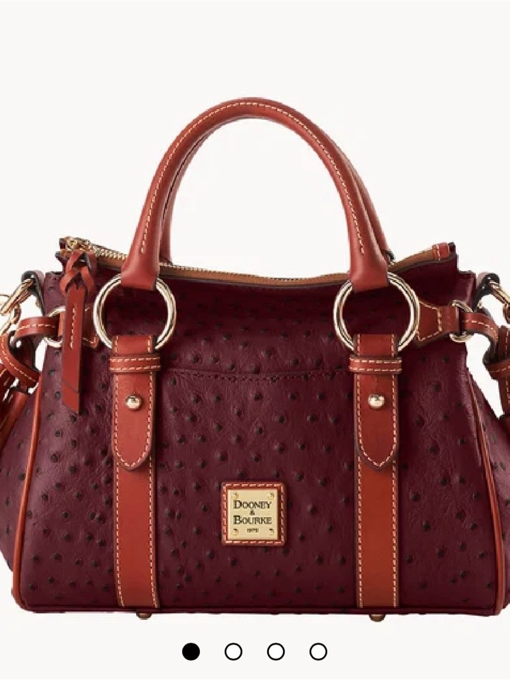 Dooney & Burke Ostrich Satchel with pocket in Bordeaux NWT